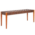 Safavieh Home Amalia 47-inch Cognac and Dark Brown Leather Weave Bench