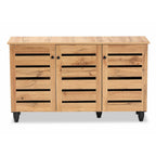 Baxton Studio Gisela 3-Door Shoe Storage Cabinet, Oak Brown and Black (190-11992-HiT)