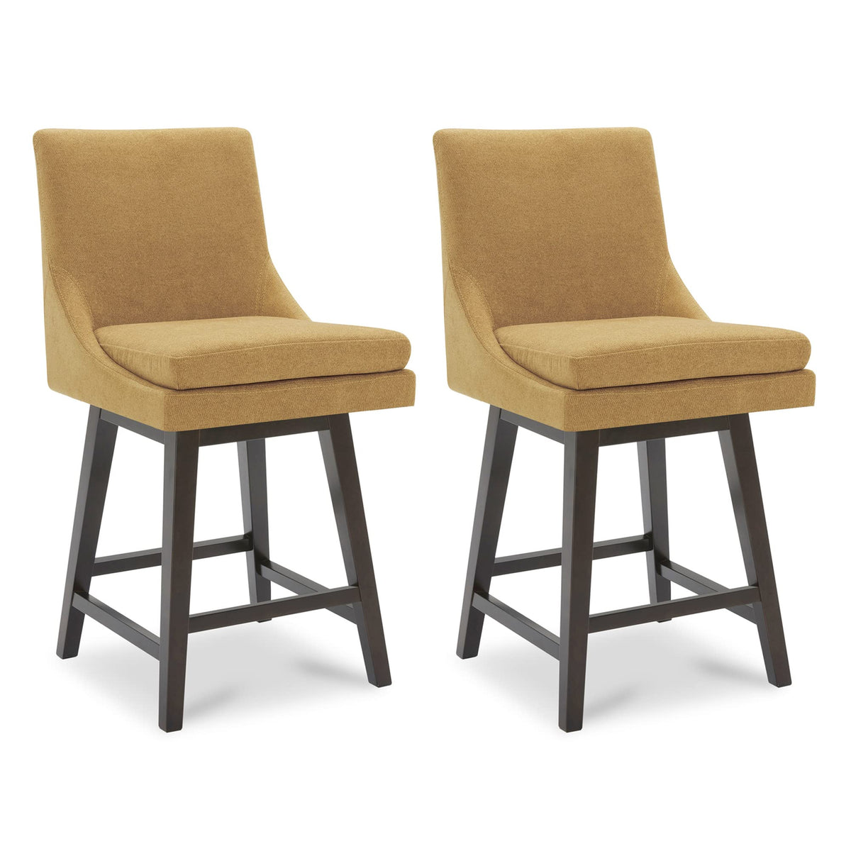 Chita Counter Height Swivel Barstool With Back Set Of 2, Fsc Certified Upholstered Fabric Bar Stool, 26.8' H Seat Height, Fabric In Lemon Yellow