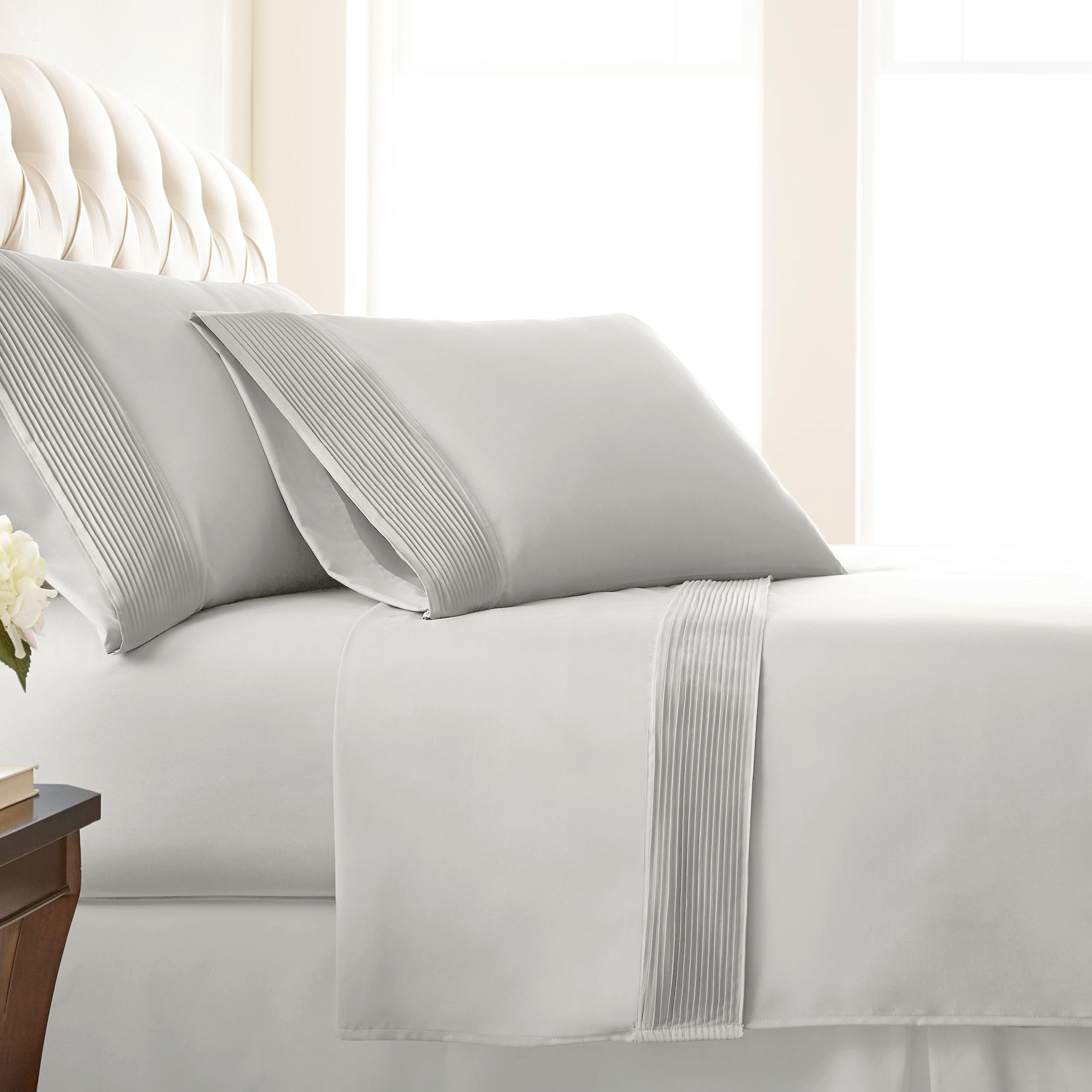 Southshore Fine Living, Inc. Full Size Bed Sheets Set, Pleated 4-Piece, 21'' Extra Deep Pocket Sheets, Full Size | Flat Sheet, F