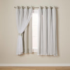 TOWN & COUNTRY LUXE Exclusive Home Catarina Layered Solid Room Darkening Blackout and Sheer Grommet Top Curtain Panel Pair, 52x6