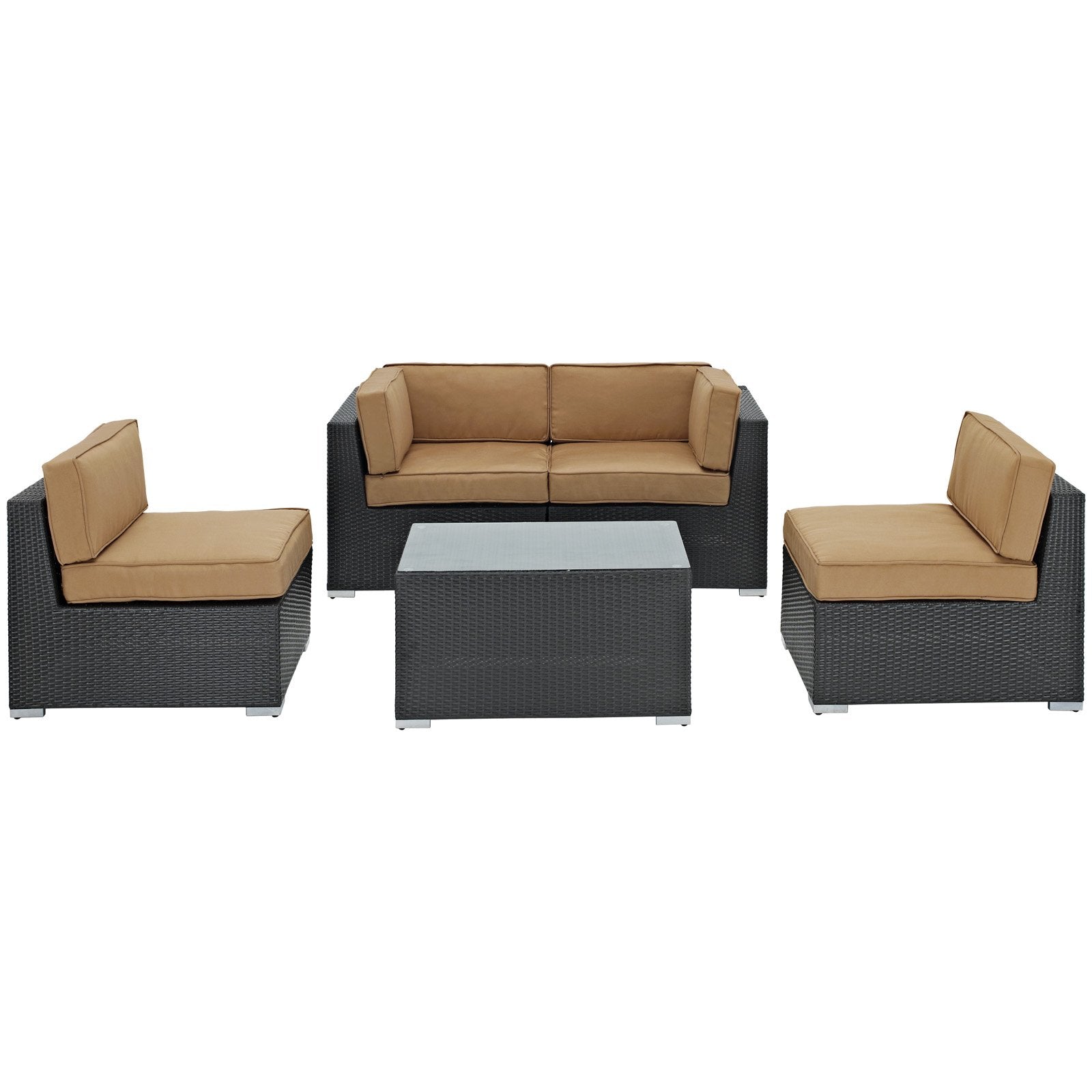 Lexmod Camfora Outdoor Wicker Patio 5-Piece Sofa Set