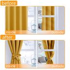 Hiasan Short Blackout Curtains For Bedroom - Thermal Insulated & Light Blocking Window Curtains For Living Room, 2 Drape Panels Sewn With Tiebacks, Mustard Yellow, 38 X 45 Inch
