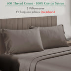 California Design Den Luxuriously Soft Hotel Quality 600 Thread Count, 100% Cotton King Size Pillowcases Set Of 2, Crisp & Cool Fits King Size Pillows (Brown)