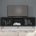 Woodpeckers Furniture And Mattress Frizz Mid-Century Modern TV Stand for 70 Inch TV (Black)