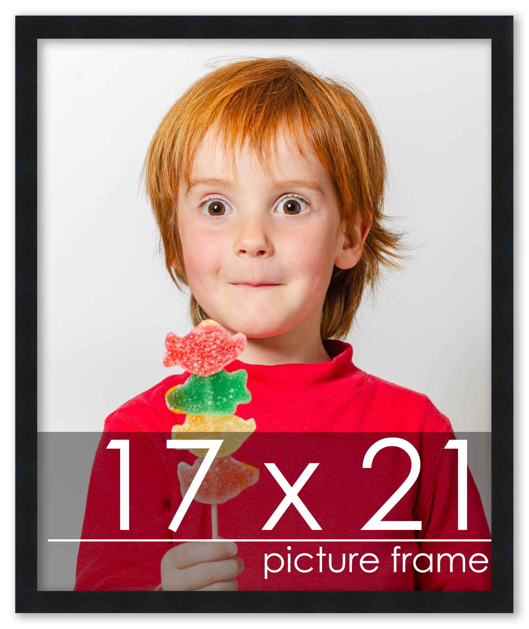 Poster Palooza 17x21 Contemporary Black Wood Picture Frame - UV Acrylic, Foam Board Backing, & Hanging Hardware Included!
