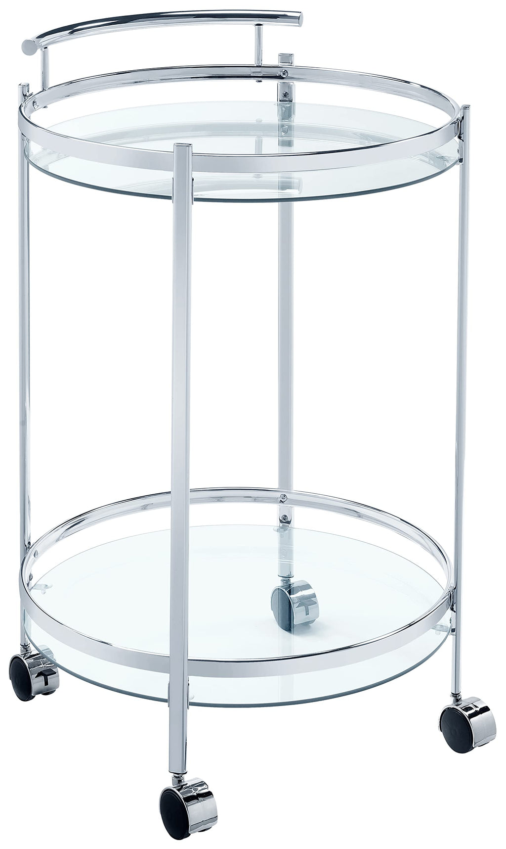 Coaster Home Furnishings Chrissy Round Glass Bar Cart Chrome