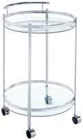Coaster Home Furnishings Chrissy Round Glass Bar Cart Chrome
