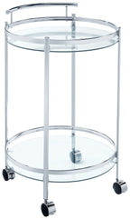Coaster Home Furnishings Chrissy Round Glass Bar Cart Chrome