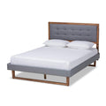 Baxton Studio Emele Modern Transitional Dark Grey Fabric Upholstered and Ash Walnut Brown Finished Wood Full Size Platform Bed