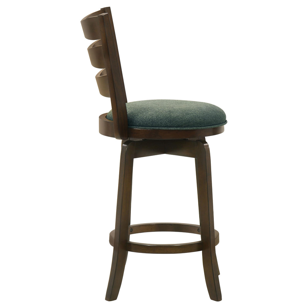 Coaster Home Furnishings Murphy Ladder Back Counter Height Swivel Bar Stool Dark Cherry and Hunter Green