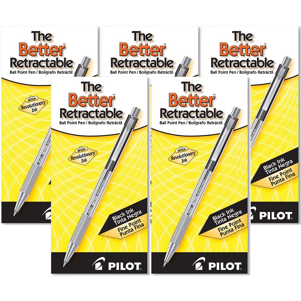 Pilot Better Retractable Ballpoint Pen Pen,Retr,Ballpt,Fne,Bk (Pack Of5)