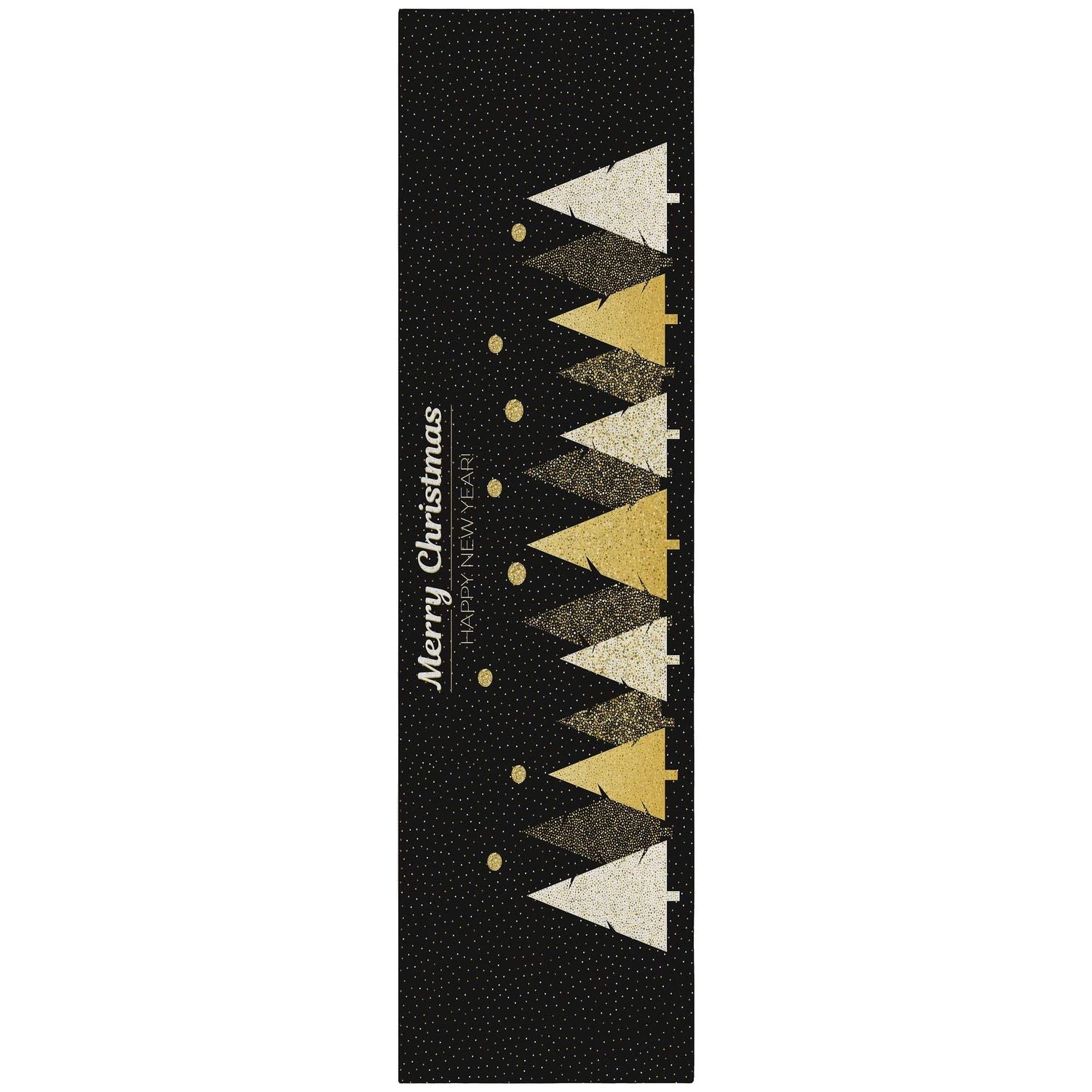 Wonderland Wn11 Black Seasonal Rug Runner 2' 3" X 7 ' 6"