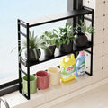 jiedihome 2 Tier Expandable Stackable Narrow Shelf Organizer, Black