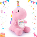 Pink Happy Birthday Dinosaur Stuffed Animal, 11.8' Kawaii Soft Dino Plush Toys, Dinosaur Plushir Birthday Gift For Her Girls Bo