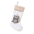 BambooMN 1 Pc Set 18 Classic Hand Embroidered Sequined Cute Animal Christmas Stocking, 03 Owl