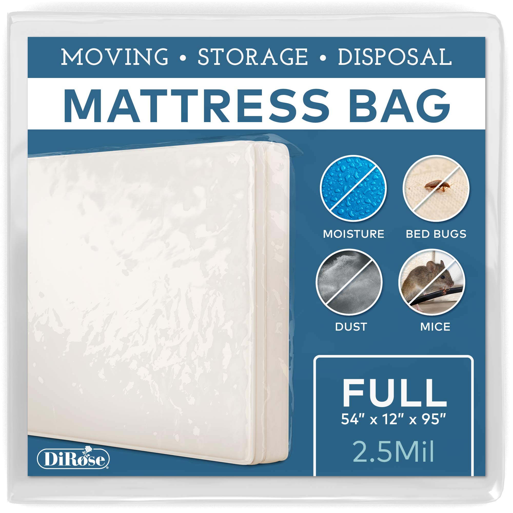 Mattress Storage Bag - Full Size Thick Plastic Moving Cover, Transport, Disposal And Protector - 3 Mil Heavy Duty Reusable Clear