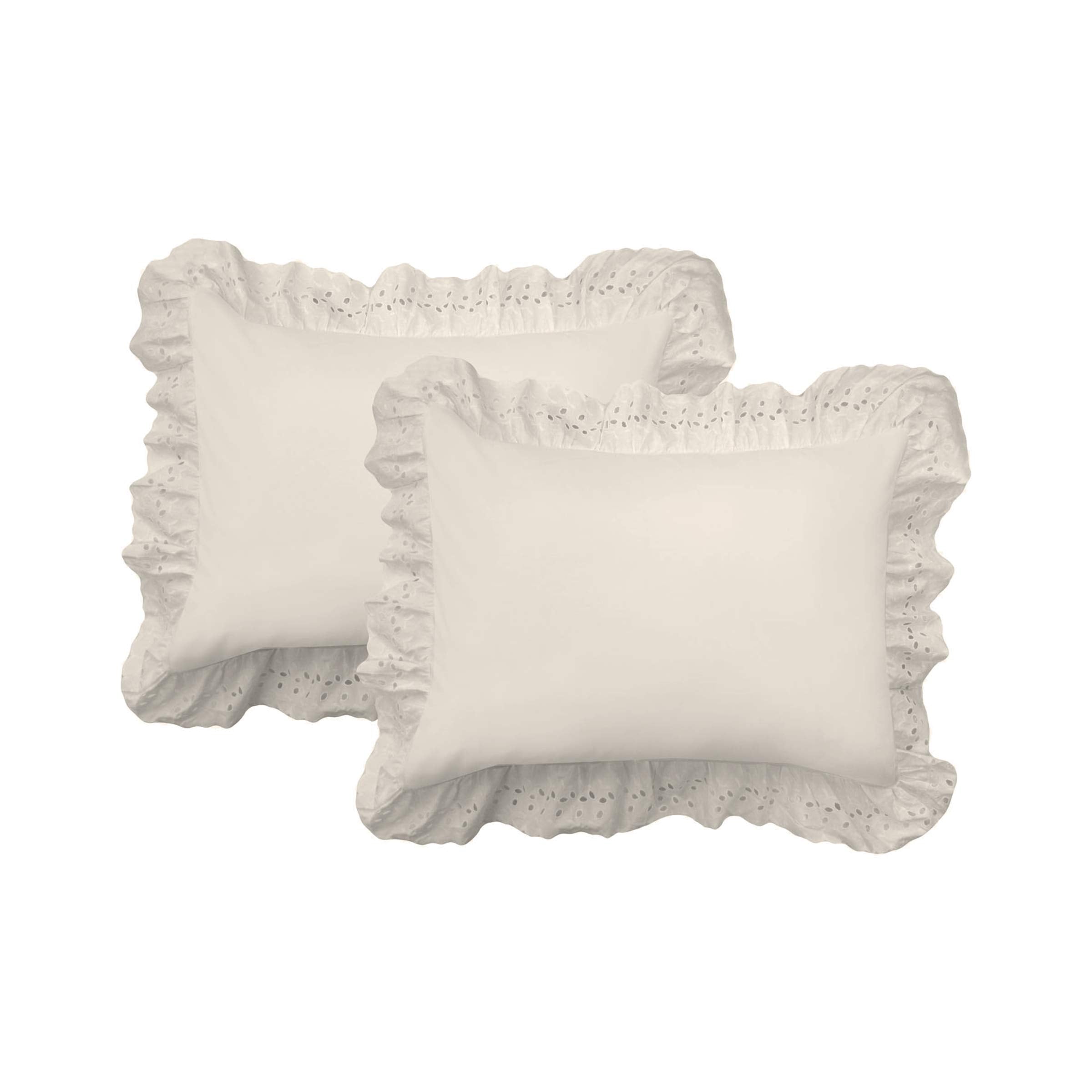 Fresh Ideas Ruffled Pillow Sham 2 Pack, Standard, Ivory