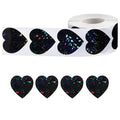 Sujjy 500Pcs Glitter Black Heart Stickers 1.5 Inch Self Adhesive Labels For Valentine'S Day, Party Decoration, 1 Roll (Black)