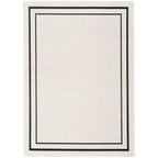 Nourison Essentials Indoor/Outdoor Ivory/Black 4' x 6' AreaRug, EasyCleaning, Non Shedding, Bed Room, Living Room, Dining Room, 