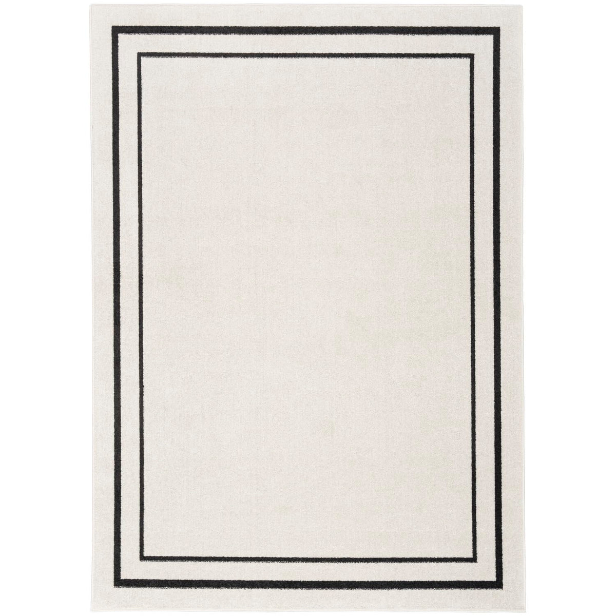 Nourison Essentials Indoor/Outdoor Ivory/Black 5' X 7' Arearug, Easycleaning, Non Shedding, Bed Room, Living Room, Dining Room,