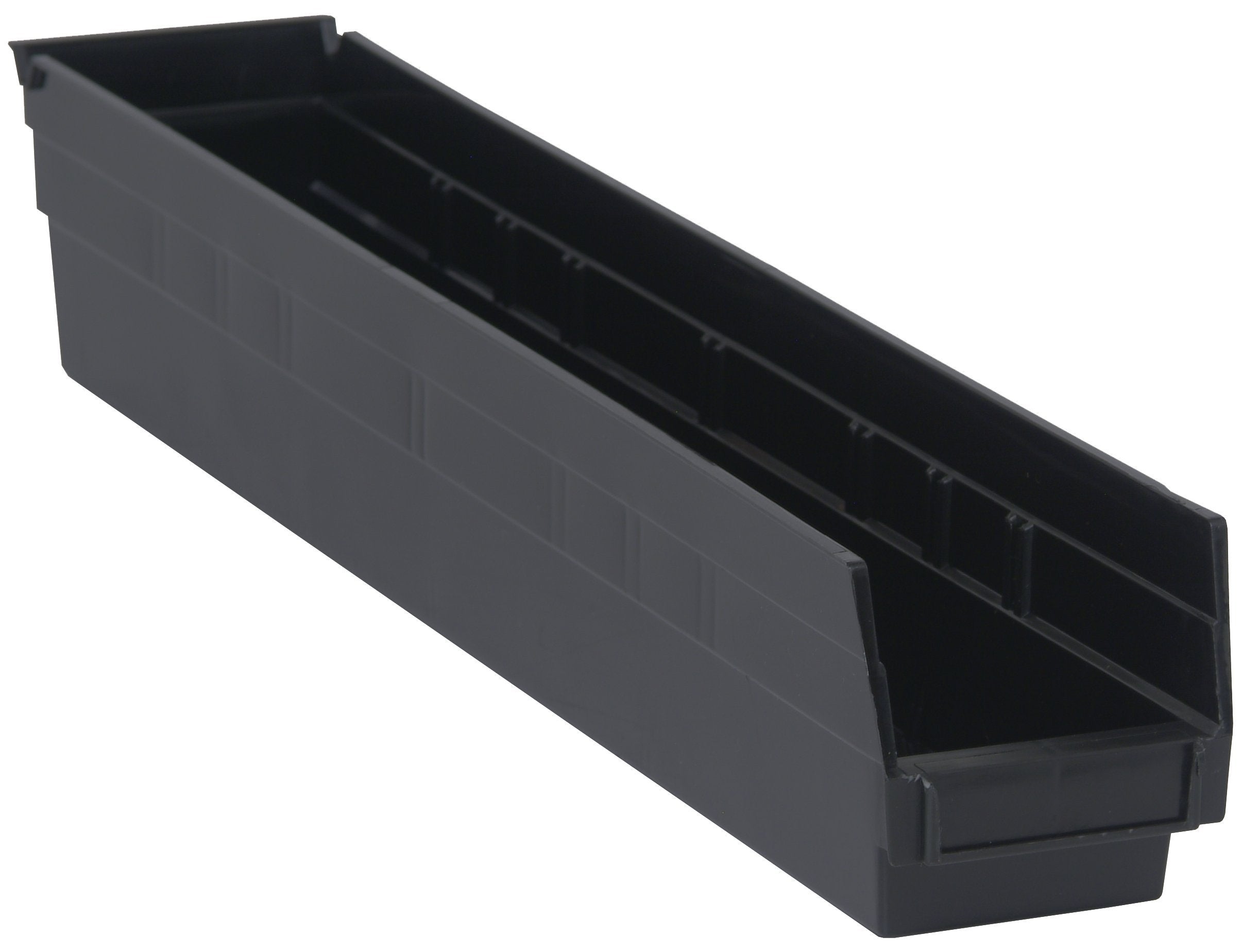 Quantum Storage Systems QSB105BK 16-Pack 4 Hanging Plastic Shelf Bin Storage Containers, 23-5/8 x 4-1/8 x 4 , Black