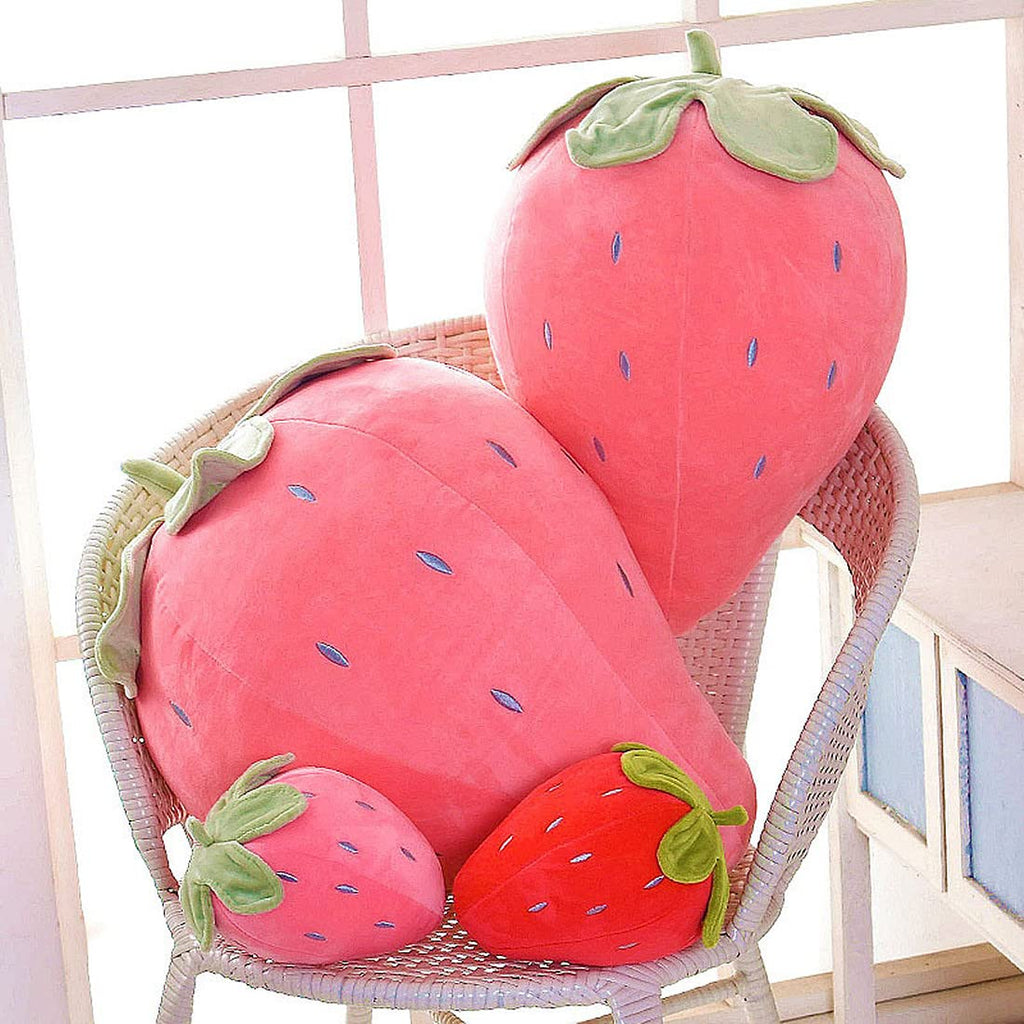 Cute Fruit Kids Pillow Stuffed Strawberry Plush Pillows Super Soft Girls Pillows Cushion Seat For Kids Toys (Pink,23.6'/60Cm) 1