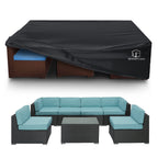 Startwo 2 Years Lifespan Patio Furniture Covers Waterproof, Anti-Uv Tear-Resistant 500D Heavy Duty 7-12 Seats Outdoor Furniture Cover For Sectional Sofa, Patio Table Cover, 110'X84'X28', Black