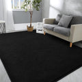 Hutha Large Area Rugs for Bedroom Living Room, 5x8 Black Solid Fluffy Super Soft Memory-Foam Furry Bedside Carpets, Modern Indoo