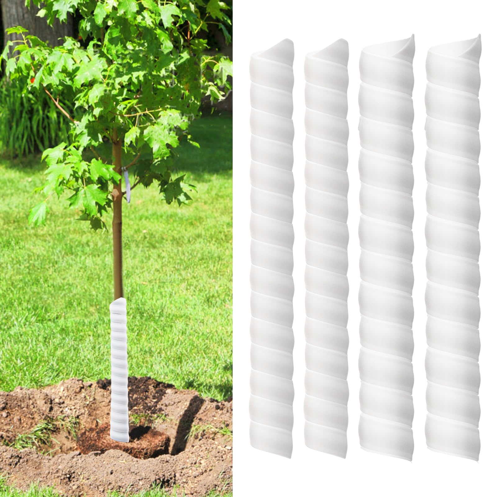 4 Pcs Tree Trunk Protector-2 Size Plastic Spiral Tree Guard Tree Trunk Protector Wrap Tree Bark Protector Tube Tree Wraps To Pro