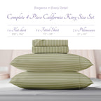 Carressa Linen Luxury Egyptian Cotton California King Stripe Sheet Set - 600 Thread Count Extra Long Staple 4 Pc Set, Cal King D