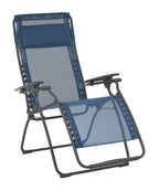 HomeRoots Frame: Powder Coated Finish (100% Polyester Powder Zero Gravity Recliner - Basalt Steel Frame - Ocean Fabric