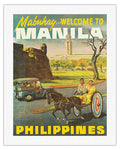 Manila Philippines - Mabuhay (Welcome) - Vintage Travel Poster c.1950s - Fine Art Rolled Canvas Print 20in x 26in
