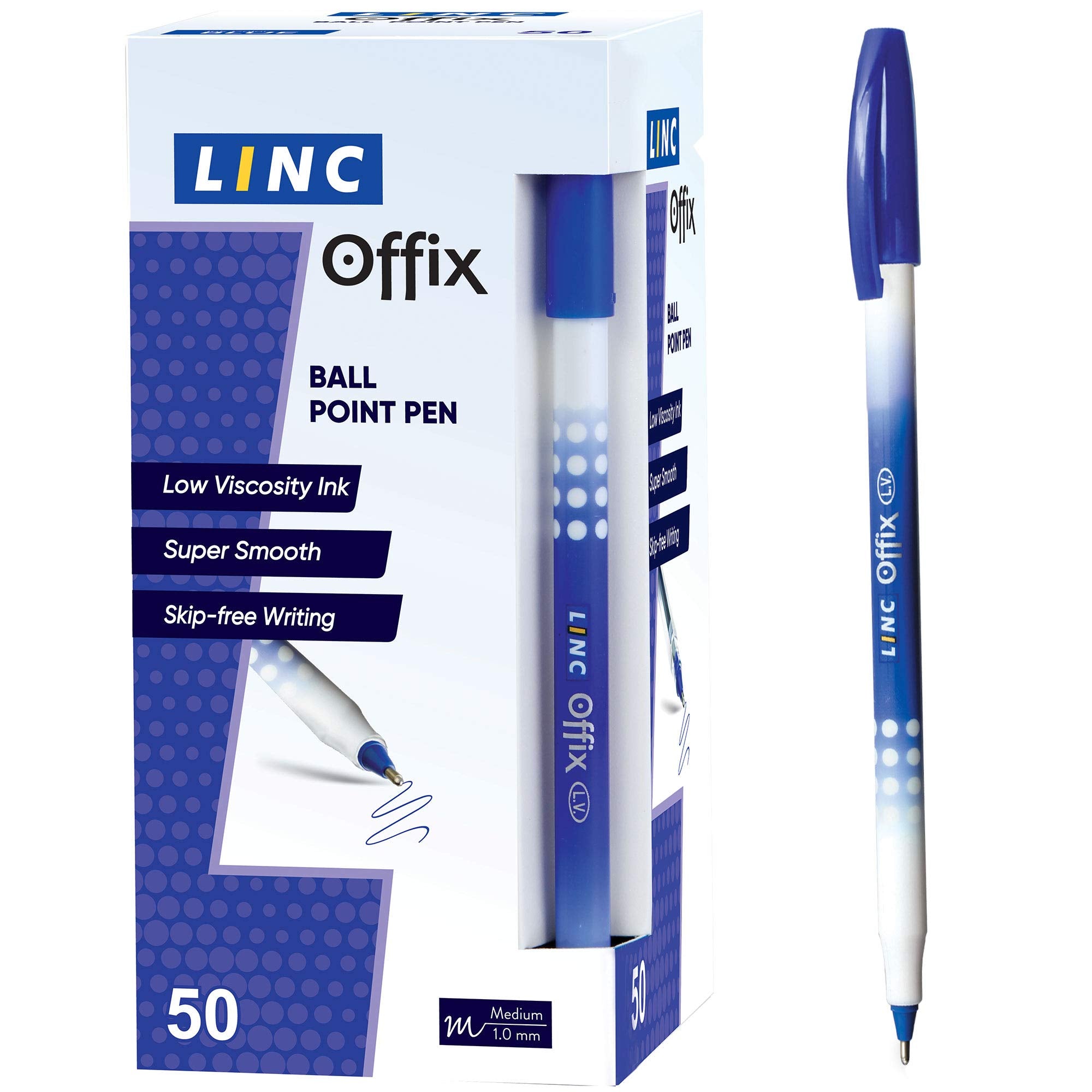 Linc Offix Smooth Ball Point Pen, 1.00Mm Tip, 50-Count, Blue