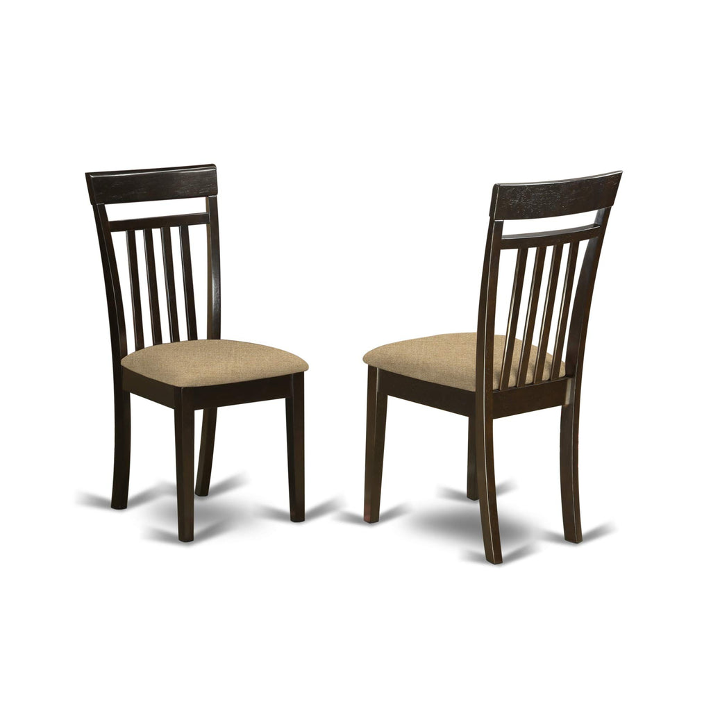 East West Furniture ANCA5-CAP-C 5 Piece Kitchen Table Set for 4 Includes a Round Dining Room Table with Pedestal and 4 Linen Fabric Upholstered Dining Chairs, 36x36 Inch, Cappuccino
