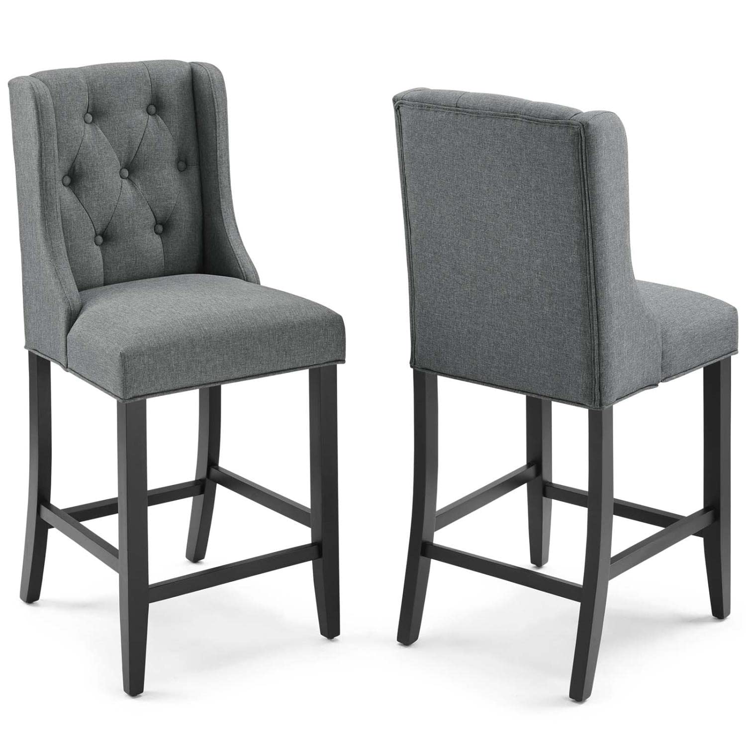 Modway Baronet Bar Upholstered Fabric, Counter Stools - Set Of 2, Gray