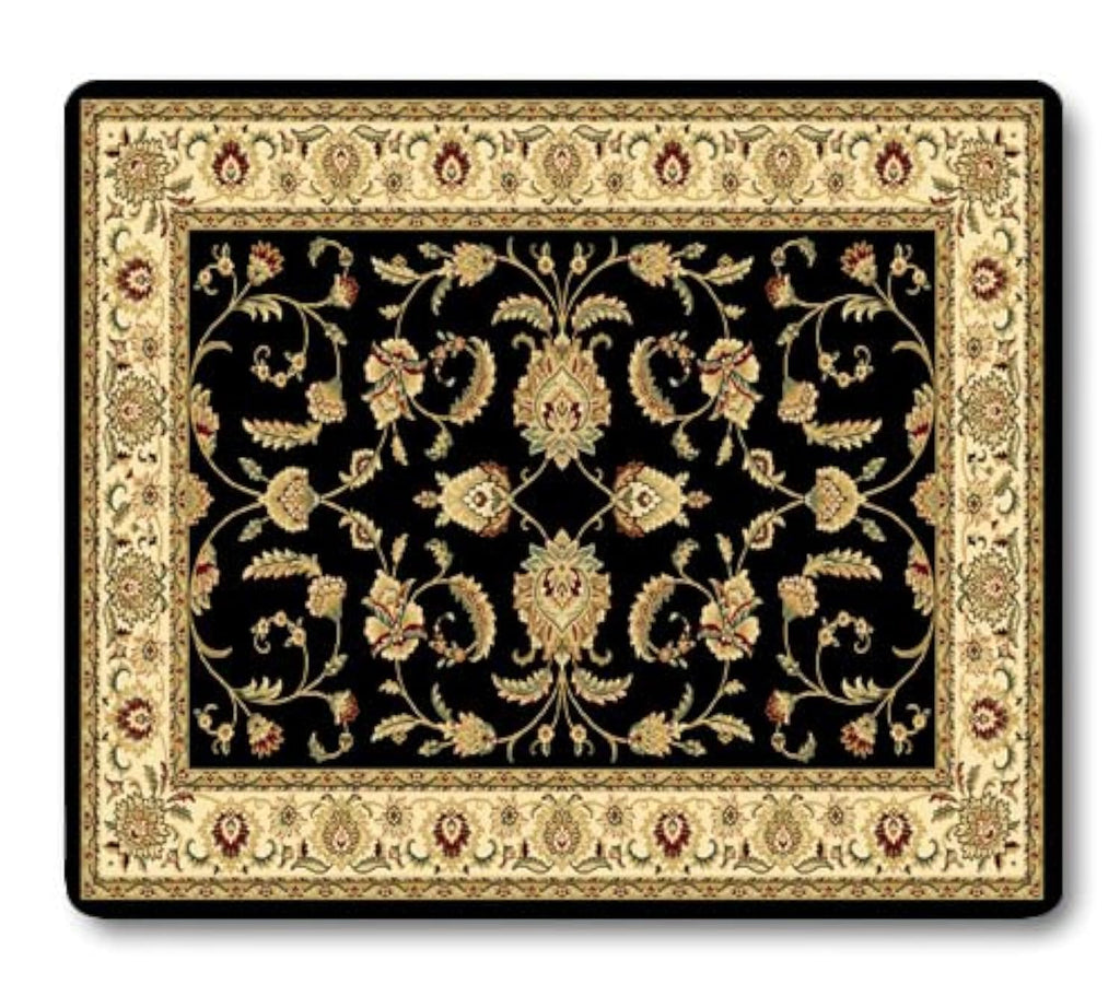 Wknoon Vintage Oriental Persian Floral Mouse Pad, Retro Classic Flowers Design Black Beige Mouse Pads Custom