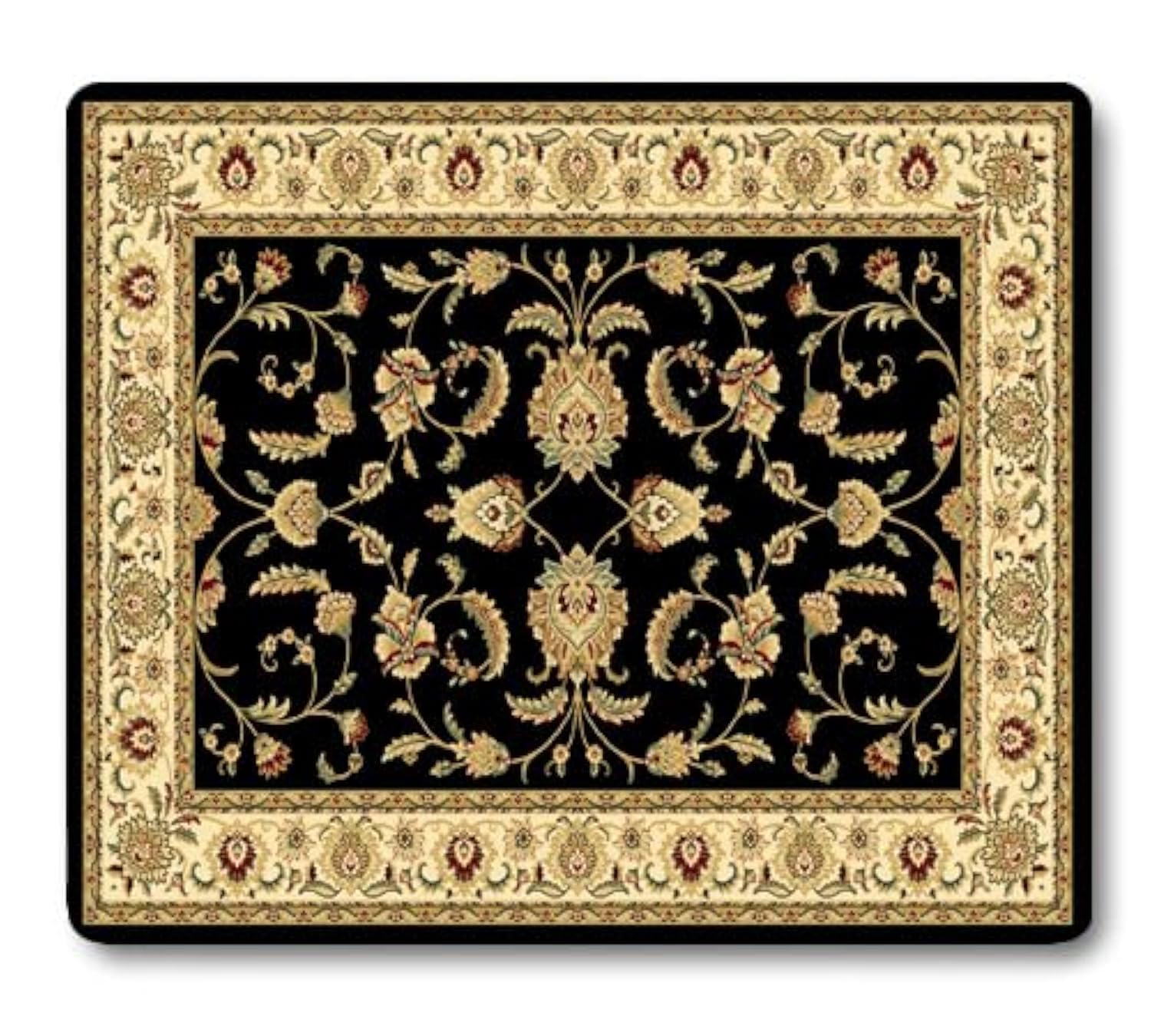 Wknoon Vintage Oriental Persian Floral Mouse Pad, Retro Classic Flowers Design Black Beige Mouse Pads Custom