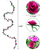 Miracliy 9 Pcs 73.8 Ft Flower Garland Fake Rose Vine Artificial Flower Hanging Rose Ivy Home Hotel Office Wedding Party Garden C