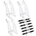 4 Pieces Plastic Pen Display Stand 6 Slots Pen Holder Eyebrow Pen Display Stand Makeup Brush Rack Organizer For Home School And