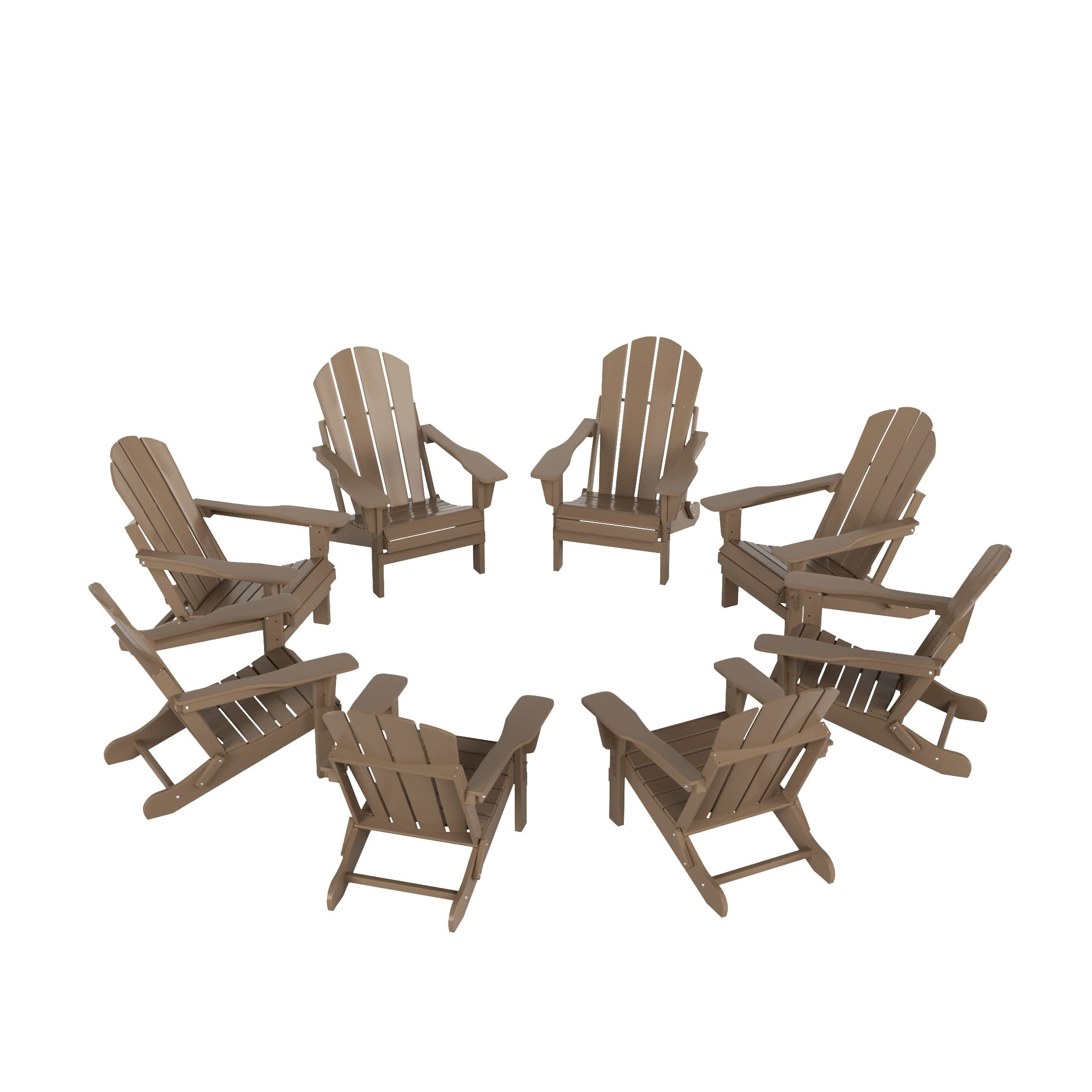Westintrends Outdoor Adirondack Chairs Set Of 4, Plastic Fire Pit Chair, Weather Resistant Folding Patio Lawn Chair For Outside Deck Garden Backyardf Balcony, Weathered Wood