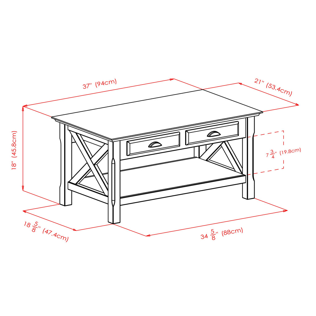 Winsome Xola 18 x 37 x 21-Inch Composite Wood Coffee Table, Cappuccino (40538)