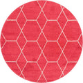 Unique Loom Trellis Frieze Collection Area Rug - Geometric (4 1 Round, Pink/ Ivory)