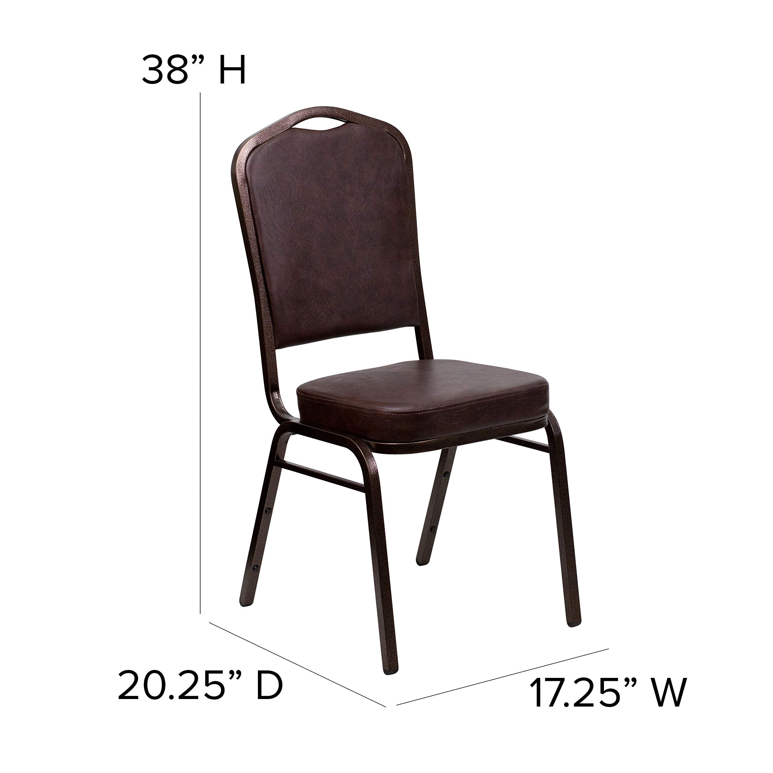 Flash Furniture HERCULES Series Crown Back Stacking Banquet Chair in Brown Vinyl - Copper Vein Frame