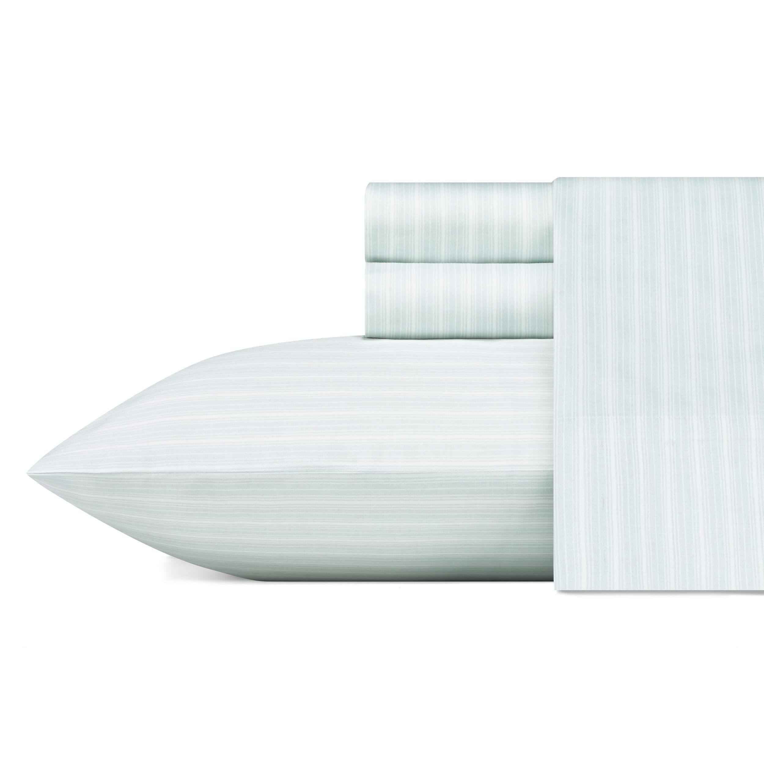 Laura Ashley Home - King Sheets, Soft Sateen Cotton Bedding Set - Sleek, Smooth, & Breathable Home Decor, Lottie Blue