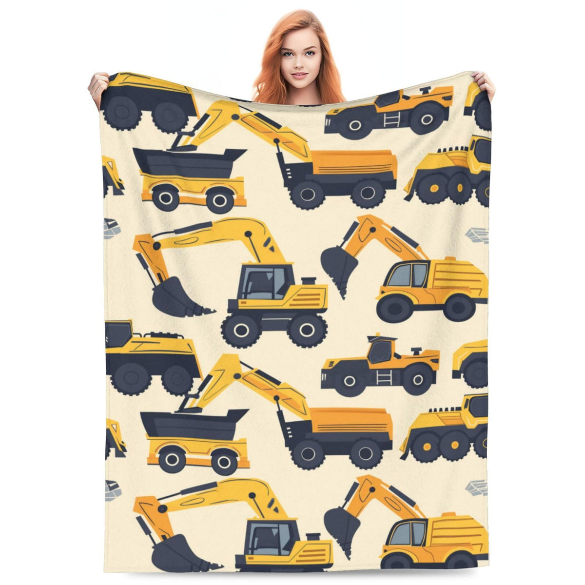 Turamurra Cartoon Construction Truck Blanket Gifts For Boys Girls Soft Warm Lightweight Cozy Excavator Car Pattern Throw Blanket