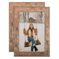 TOFOREVO Picture Frames 4x6 Set of 2 Rustic Wood Grain Photo Frame for Gallery Wall Mounting or Tabletop Display