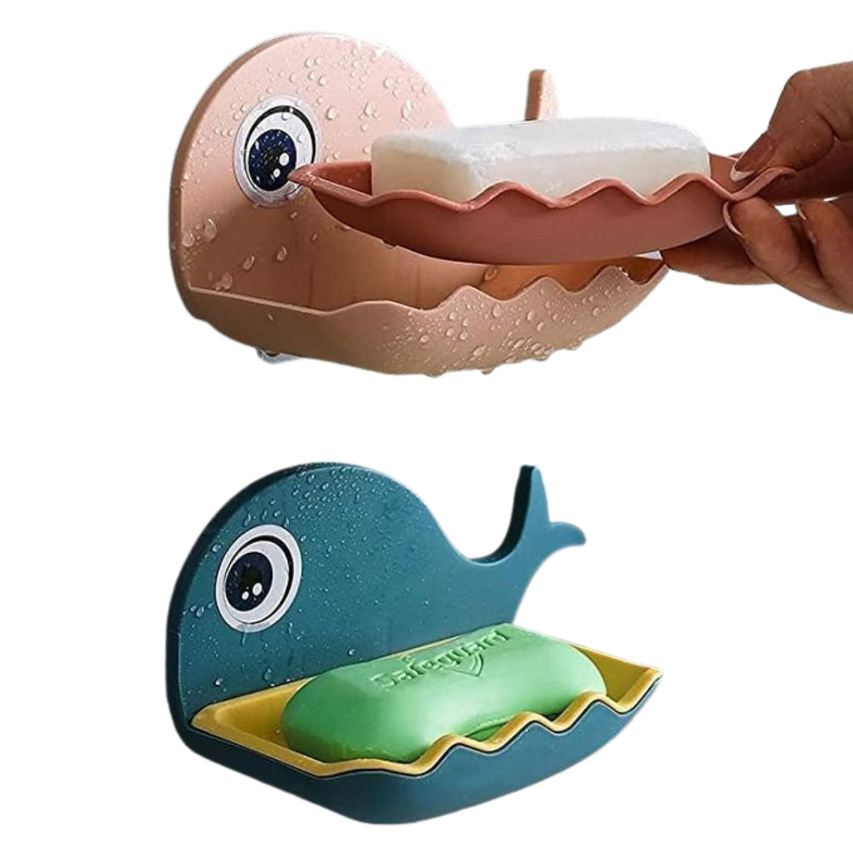 2 Pcs SelfAdhesive Fish Soap Dish Holder for Bathroom Wall Mounted NoDrill Soap Stand with Water Drainage | Strong Sticker Pla