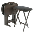 Casafoyer Lucca 5-Piece TV Table Set | Folding Snack Tables | Compact Storage | Oyster Gray Finish | Easy Assembly | 22.8  x 15.