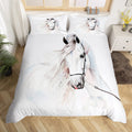 Feelyou White Horse Duvet Cover Set Queen Size For Boys Men 3D Steed Print Bedding Set Wildlife Comforter Cover Animal Bedspread